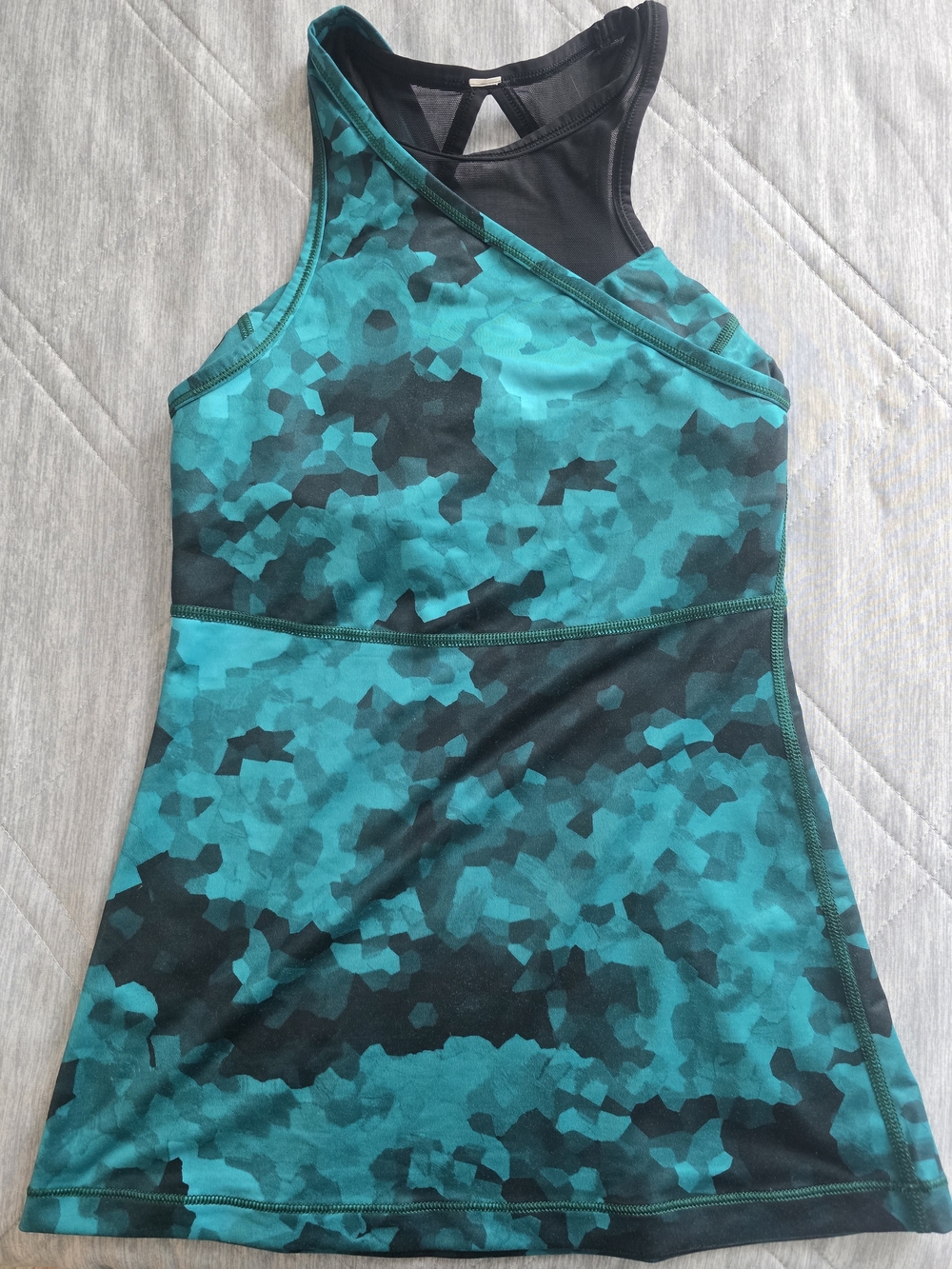 lululemon athletica Teal and Black Camo-Print Tank Top